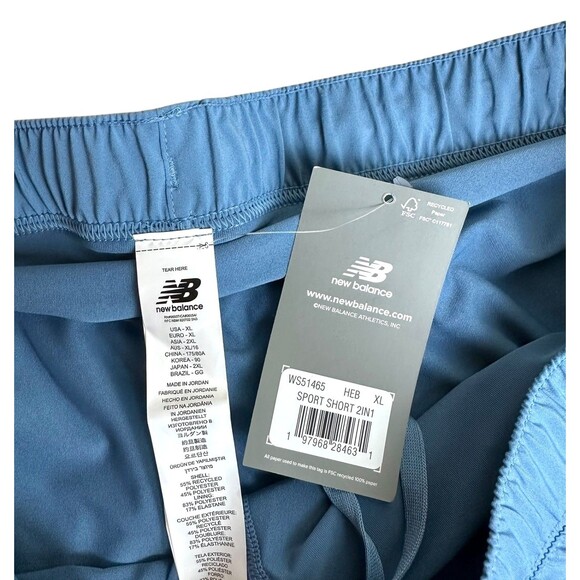 NEW BALANCE Women's 2-in1 Sport Shorts Training Running Under Short Size XL Blue - Picture 3 of 7